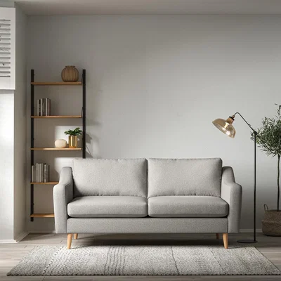 La Redoute Rosa Curve Soft Woven 3 Seater Sofa with Light Wood Legs