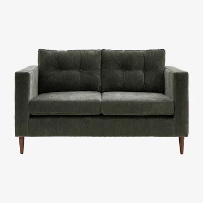 La Redoute Marchfield Buttoned Soft Brushed 2 Seater Sofa with Dark Wood Legs