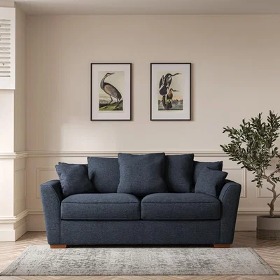 La Redoute Florence Scatterback Soft Brushed 3 Seater Sofa with Dark Brown Wood Legs