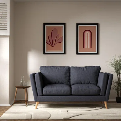 La Redoute Frida Contemporary Soft Brushed 2 Seater Feather Sofa with Light Wood Legs