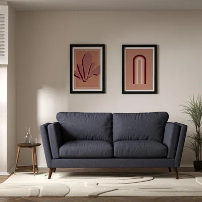 La Redoute Frida Contemporary Soft Brushed 3 Seater Feather Sofa with Dark Wood Legs