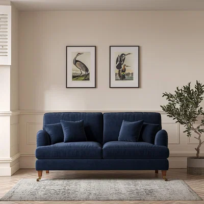 La Redoute Emeline Velvet 3 Seater Sofa with Antique Castor Legs