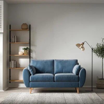 La Redoute Ada Scandi Velvet 2 Seater Sofa with Light Wood Legs