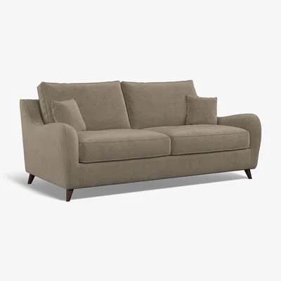 La Redoute Amelia Textured Velvet 3 Seater Sofa with Dark Wood Legs
