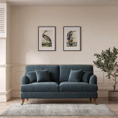 La Redoute Emeline Textured Velvet 3 Seater Sofa with Antique Castor Legs