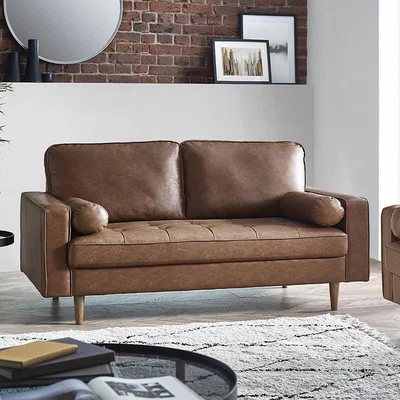 La Redoute Hadley Mid-Century Faux Leather 3 Seater Sofa