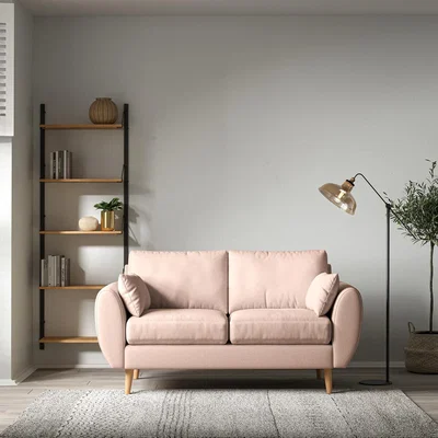 La Redoute Ada Scandi Soft Brushed 2 Seater Sofa with Light Wood Legs