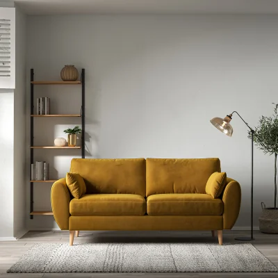 La Redoute Ada Scandi Velvet 3 Seater Sofa with Light Wood Legs