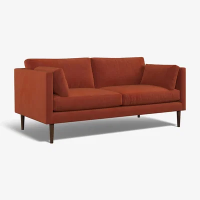 La Redoute Gabriela Modern Velvet 3 Seater Feather Sofa with Dark Wood Legs