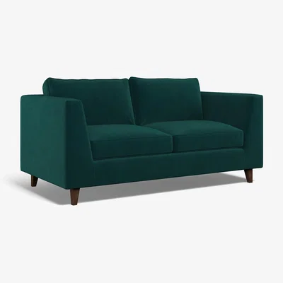 La Redoute Claudia Angular Velvet 2 Seater Feather Sofa with Dark Wood Legs