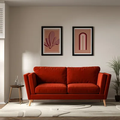 La Redoute Frida Contemporary Velvet 3 Seater Feather Sofa with Light Wood Legs