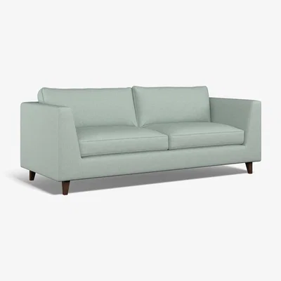 La Redoute Claudia Angular Soft Brushed 3 Seater Feather Sofa with Dark Wood Legs