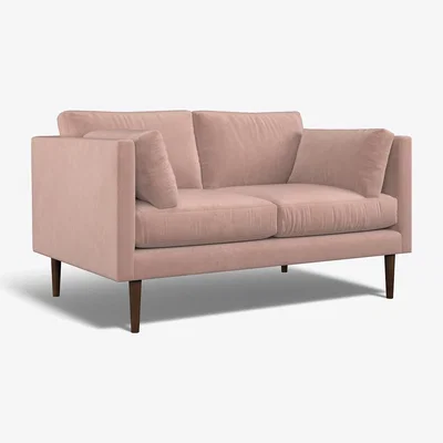 La Redoute Gabriela Modern Velvet 2 Seater Feather Sofa with Dark Wood Legs