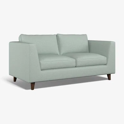 La Redoute Claudia Angular Soft Brushed 2 Seater Feather Sofa with Dark Wood Legs
