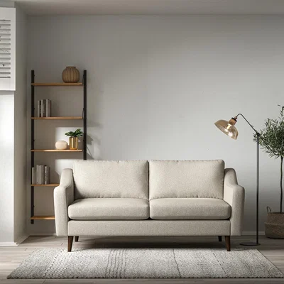 La Redoute Rosa Curve Soft Woven 3 Seater Sofa with Dark Wood Legs