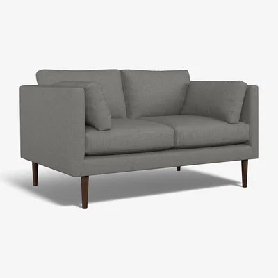 La Redoute Gabriela Modern Soft Brushed 2 Seater Feather Sofa with Dark Wood Legs