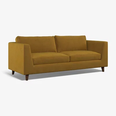 La Redoute Claudia Angular Velvet 3 Seater Feather Sofa with Dark Wood Legs