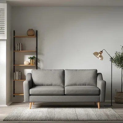 La Redoute Rosa Curve Soft Brushed 3 Seater Sofa with Light Wood Legs