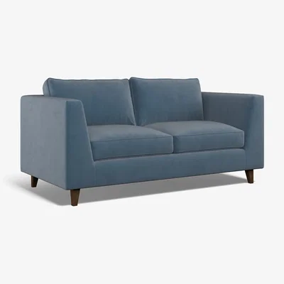 La Redoute Claudia Angular Velvet 2 Seater Feather Sofa with Dark Wood Legs