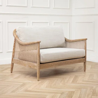 La Redoute Remi Curve Rattan Linen Accent Sofa