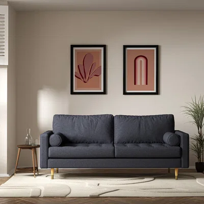 La Redoute Coco Mid-Century Soft Brushed 3 Seater Sofa with Light Wood Legs
