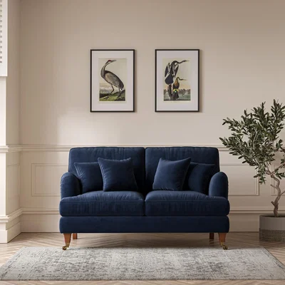 La Redoute Emeline Velvet 2 Seater Sofa with Antique Castor Legs