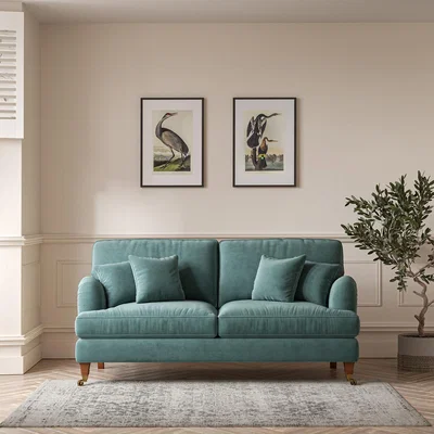 La Redoute Emeline Velvet 3 Seater Sofa with Antique Castor Legs