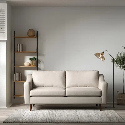 La Redoute Rosa Curve Soft Brushed 3 Seater Sofa with Dark Wood Legs