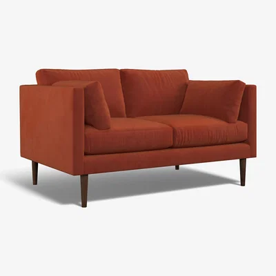 La Redoute Gabriela Modern Velvet 2 Seater Feather Sofa with Dark Wood Legs