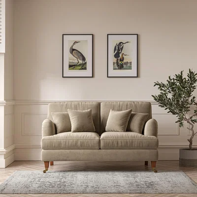 La Redoute Emeline Textured Velvet 2 Seater Sofa with Antique Castor Legs