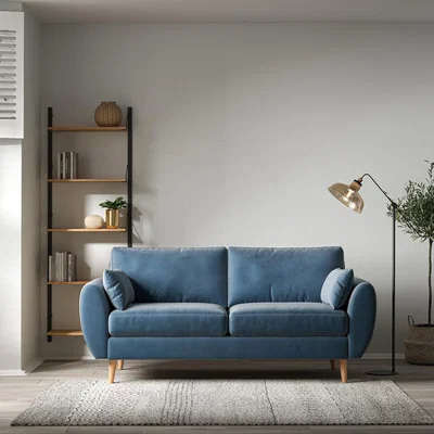 La Redoute Ada Scandi Velvet 3 Seater Sofa with Light Wood Legs