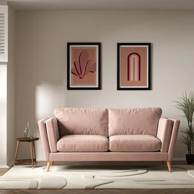 La Redoute Frida Contemporary Velvet 3 Seater Feather Sofa with Light Wood Legs