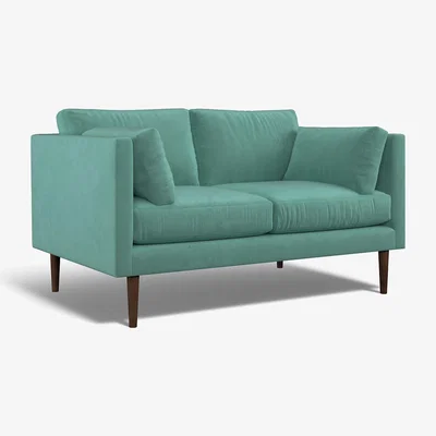 La Redoute Gabriela Modern Velvet 2 Seater Feather Sofa with Dark Wood Legs