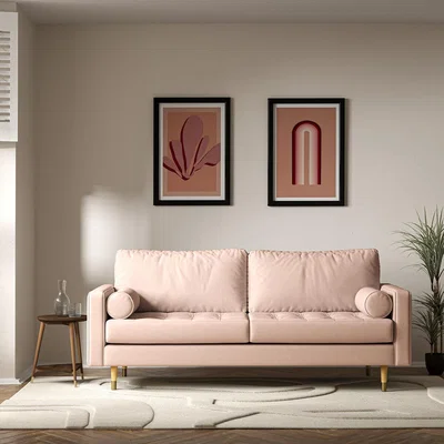 La Redoute Coco Mid-Century Soft Brushed 3 Seater Sofa with Natural Wood Legs