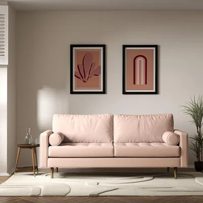 La Redoute Coco Mid-Century Soft Brushed 3 Seater Sofa with Walnut Legs