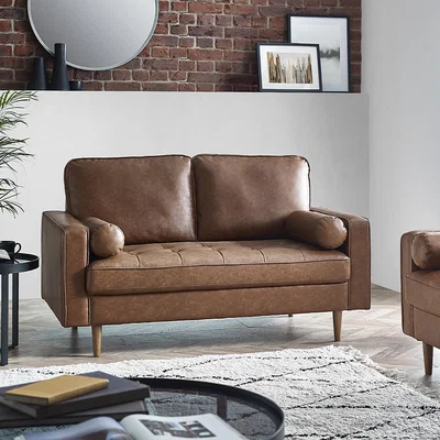La Redoute Hadley Mid-Century Faux Leather 2 Seater Sofa