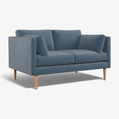 La Redoute Gabriela Modern Velvet 2 Seater Feather Sofa with Light Wood Legs