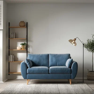 La Redoute Ada Scandi Velvet 2 Seater Sofa with Light Wood Legs