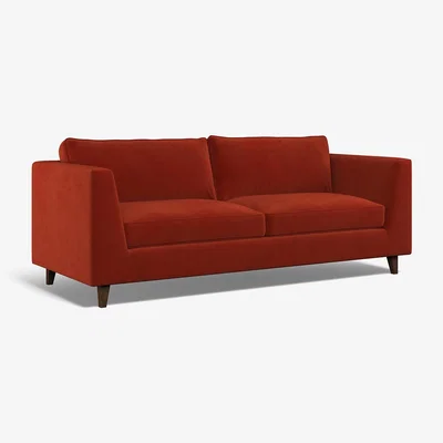 La Redoute Claudia Angular Velvet 3 Seater Feather Sofa with Dark Wood Legs