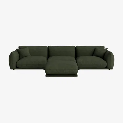 Loaf Blockbuster Modular Sofa with Footstool, Large (Woody Walk Clever Cotton)
