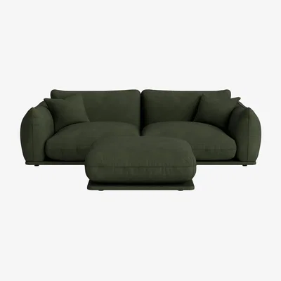 Loaf Blockbuster Modular Sofa with Footstool, Medium (Woody Walk Clever Cotton)