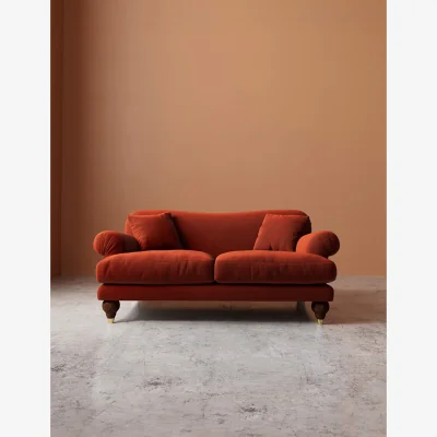 Marks & Spencer Swoon Willows Crushed Velvet 2 Seater Sofa Dark Orange