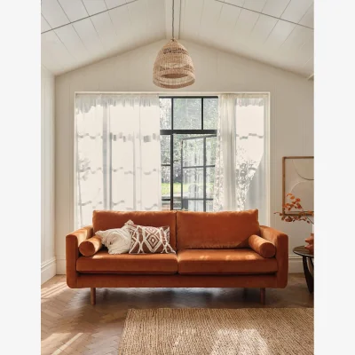 Marks & Spencer BARKER AND STONEHOUSE Moore Chenille Large 3 Seater Sofa Orange