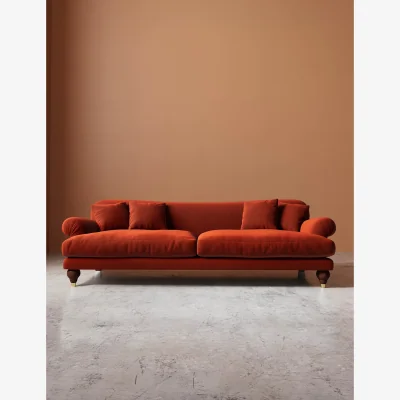Marks & Spencer Swoon Willows Crushed Velvet 3 Seater Sofa Dark Orange