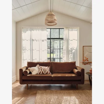 Marks & Spencer BARKER AND STONEHOUSE Moore Chenille Large 3 Seater Sofa Brown