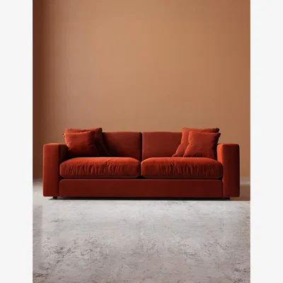 Marks & Spencer Swoon Crushed Velvet 3 Seater Sofa Dark Orange