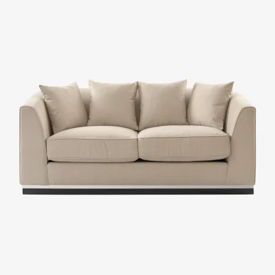 My Furniture Pino Two Seat Sofa – Limestone – Silver Base
