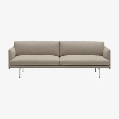 Made in Design Outline Straight sofa textile beige / 3 seats - L 220 cm - Muuto