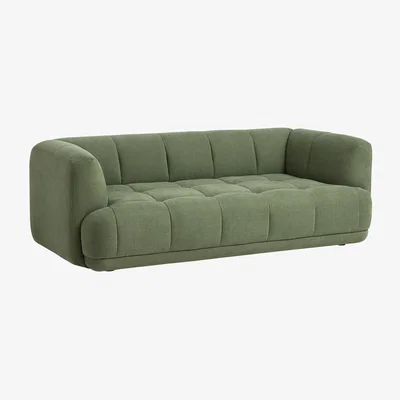 Made in Design Quilton Straight sofa textile green / L 214 cm - Quilted - Hay