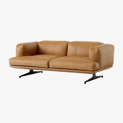 Made in Design Inland AV22 Straight sofa leather brown / 2 seats - L 179 cm - Leather - &tradition